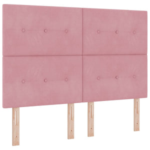 vidaXL Box Spring Bed with LED Strips Pink 140 x 200 cm Velvet