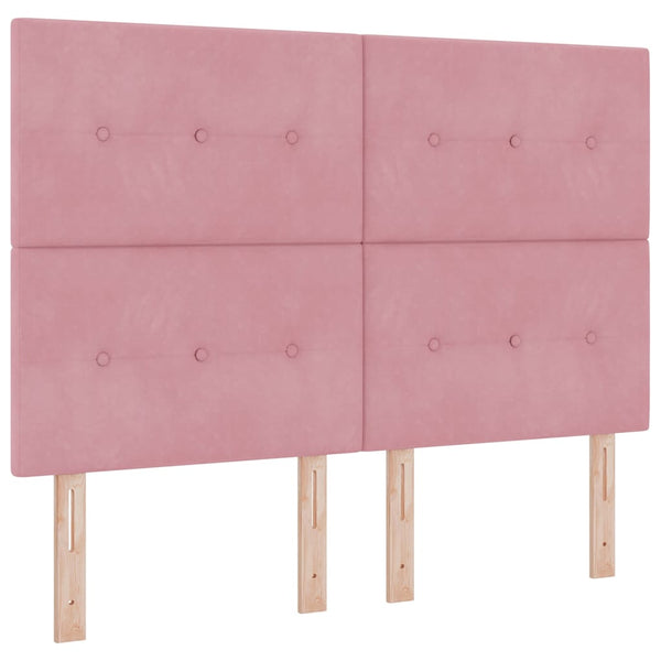 vidaXL Box Spring Bed with LED Strips Pink 140 x 200 cm Velvet