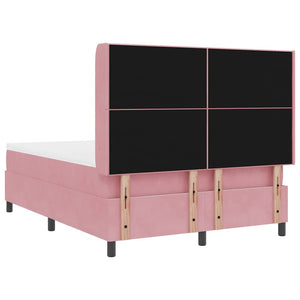 vidaXL Box Spring Bed with LED Strips Pink 140 x 200 cm Velvet
