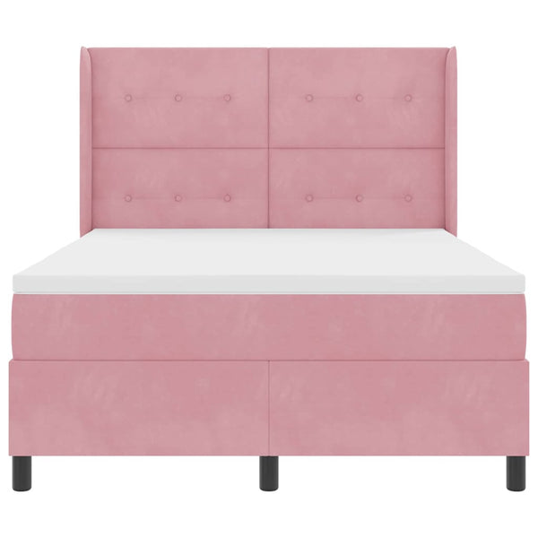 vidaXL Box Spring Bed with LED Strips Pink 140 x 200 cm Velvet