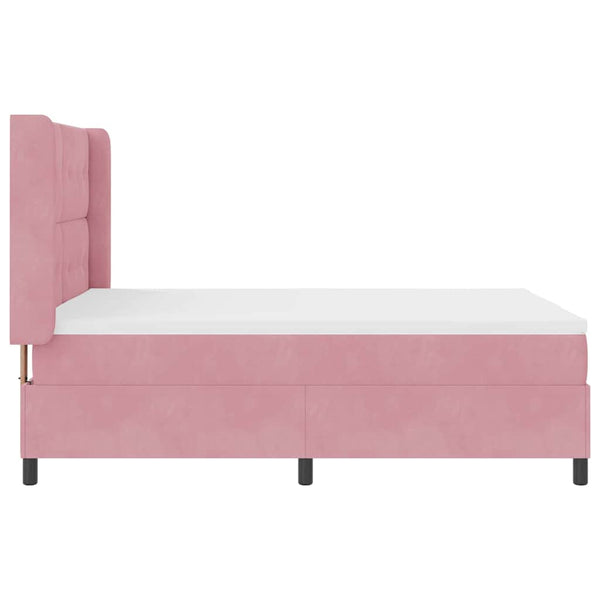vidaXL Box Spring Bed with LED Strips Pink 140 x 200 cm Velvet