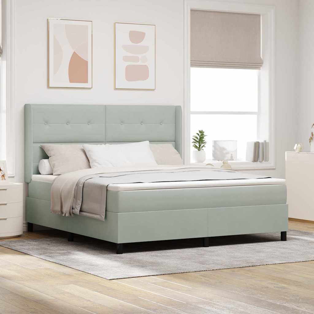 vidaXL Box Spring Bed with Mattress with LED Light Grey 180 x 200 cm Velvet