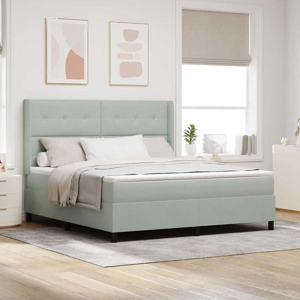 vidaXL Box Spring Bed with Mattress with LED Light Grey 180 x 200 cm Velvet