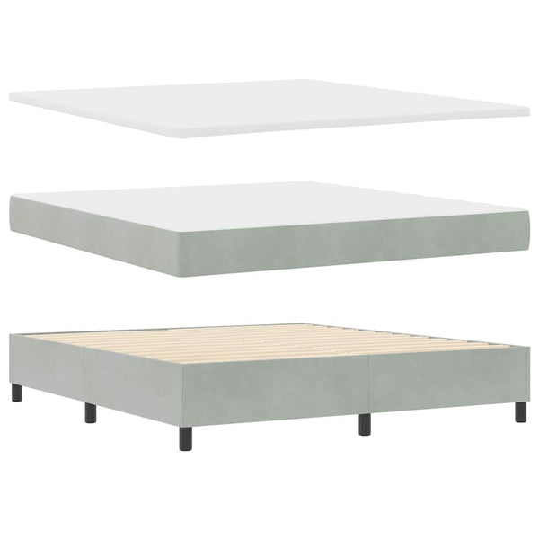 vidaXL Box Spring Bed with Mattress with LED Light Grey 180 x 200 cm Velvet