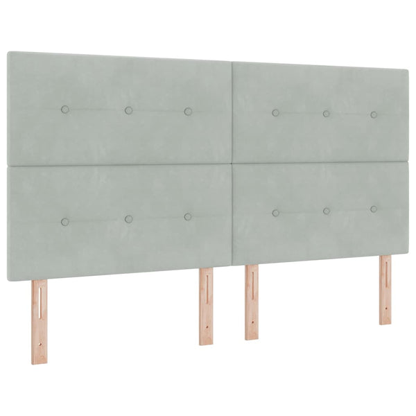 vidaXL Box Spring Bed with Mattress with LED Light Grey 180 x 200 cm Velvet