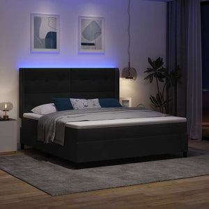 vidaXL Box Spring Bed with Mattress and LED Black 180 x 200 cm Velvet