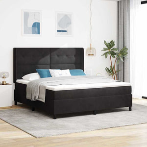 vidaXL Box Spring Bed with Mattress and LED Black 180 x 200 cm Velvet