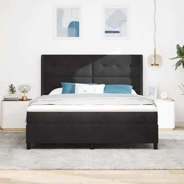 vidaXL Box Spring Bed with Mattress and LED Black 180 x 200 cm Velvet