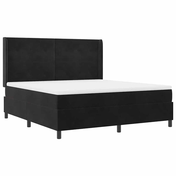 vidaXL Box Spring Bed with Mattress and LED Black 180 x 200 cm Velvet