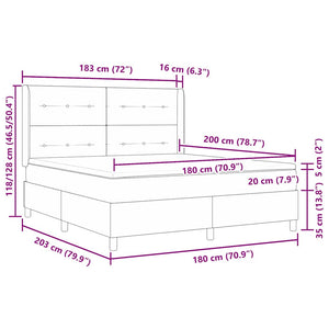 vidaXL Box Spring Bed with Mattress and LED Black 180 x 200 cm Velvet