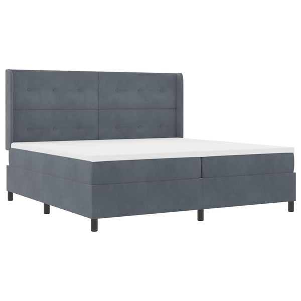 vidaXL Box Spring Bed with Mattress with LED Dark Grey 200 x 200 cm Velvet