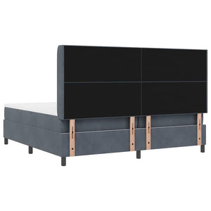 vidaXL Box Spring Bed with Mattress with LED Dark Grey 200 x 200 cm Velvet