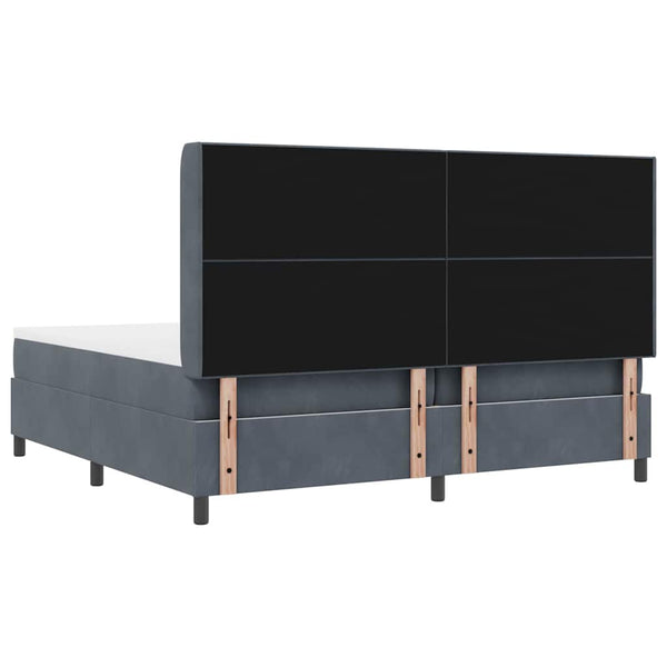 vidaXL Box Spring Bed with Mattress with LED Dark Grey 200 x 200 cm Velvet