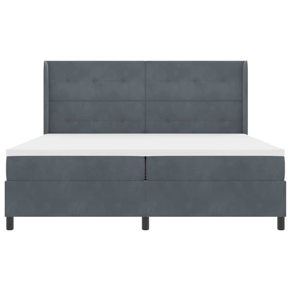 vidaXL Box Spring Bed with Mattress with LED Dark Grey 200 x 200 cm Velvet