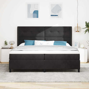 vidaXL Box Spring Bed with Mattress and LED Black 200 x 200 cm Velvet