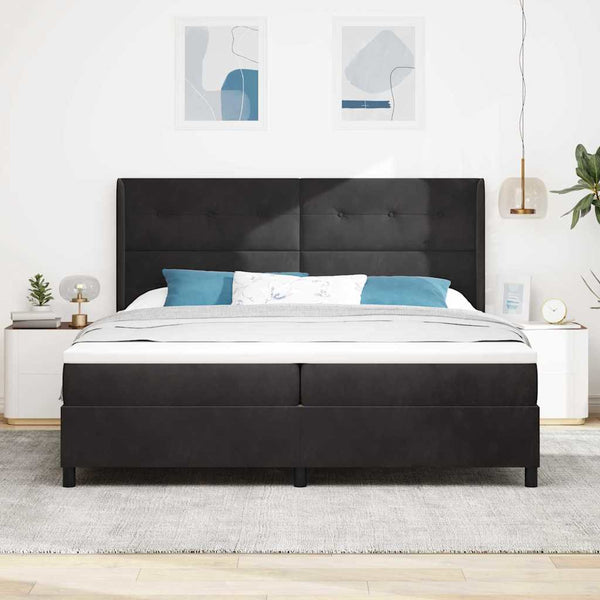 vidaXL Box Spring Bed with Mattress and LED Black 200 x 200 cm Velvet