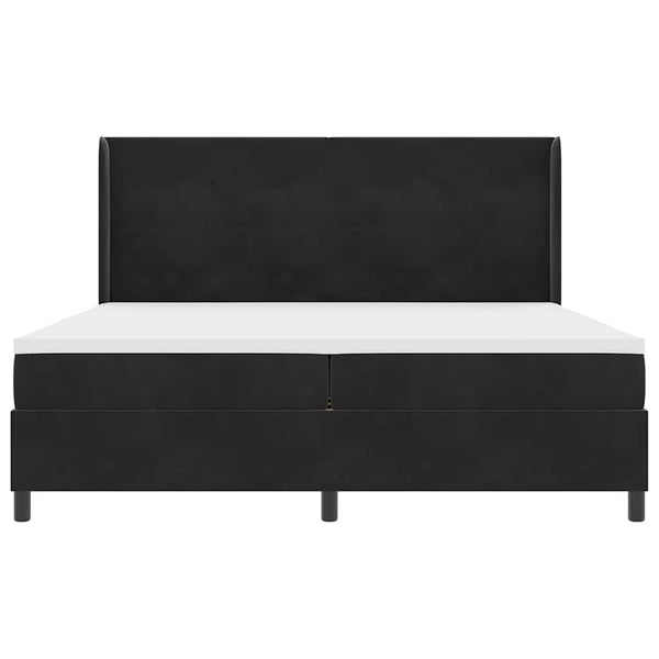 vidaXL Box Spring Bed with Mattress and LED Black 200 x 200 cm Velvet