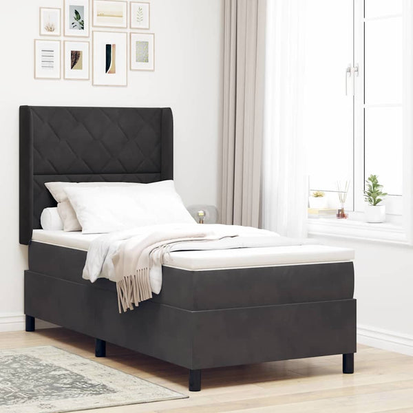 vidaXL Box Spring Bed with LED Light Strips Black 90 x 200 cm Velvet