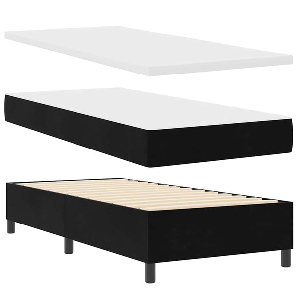vidaXL Box Spring Bed with LED Light Strips Black 90 x 200 cm Velvet