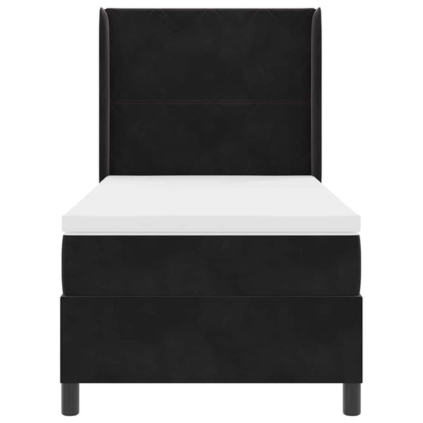 vidaXL Box Spring Bed with LED Strip Lights Black 100 x 200 cm Velvet