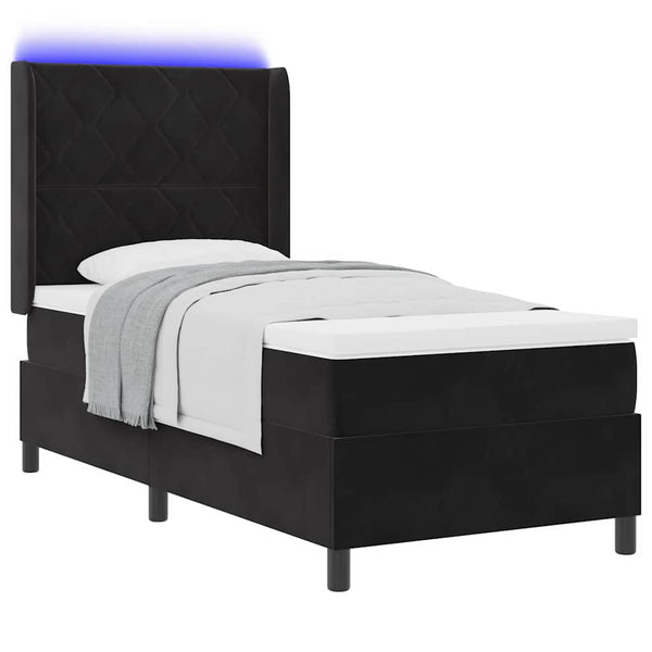 vidaXL Box Spring Bed with LED Strip Lights Black 100 x 200 cm Velvet