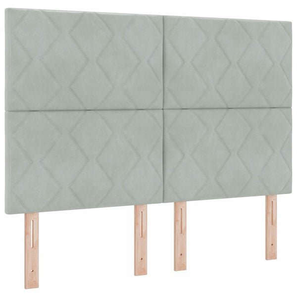 vidaXL Box Spring Bed with Mattress with LED Light Grey 140 x 200 cm Velvet