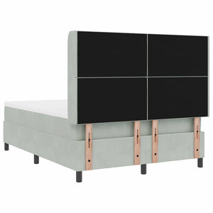 vidaXL Box Spring Bed with Mattress with LED Light Grey 140 x 200 cm Velvet