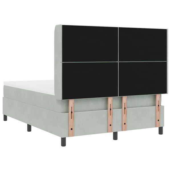vidaXL Box Spring Bed with Mattress with LED Light Grey 140 x 200 cm Velvet