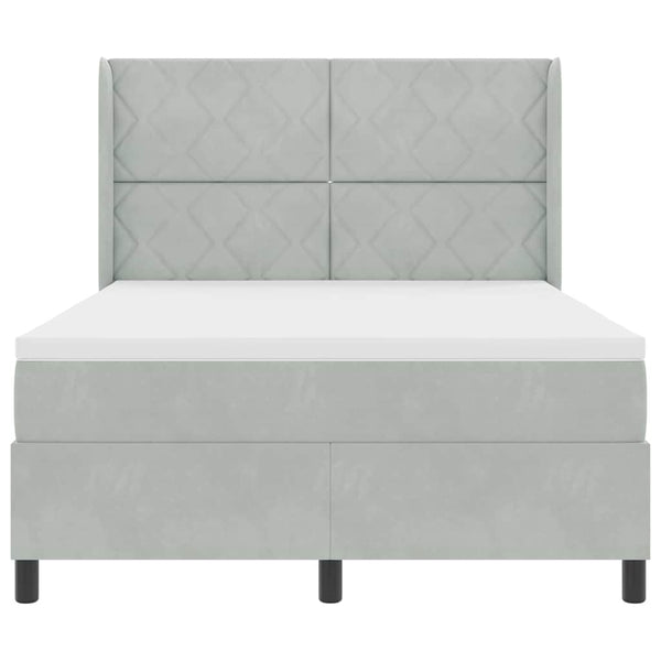 vidaXL Box Spring Bed with Mattress with LED Light Grey 140 x 200 cm Velvet