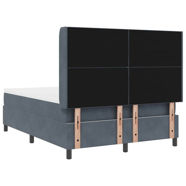 vidaXL Box Spring Bed with Mattress with LED Dark Gray 140 x 200 cm Velvet