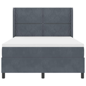 vidaXL Box Spring Bed with Mattress with LED Dark Gray 140 x 200 cm Velvet