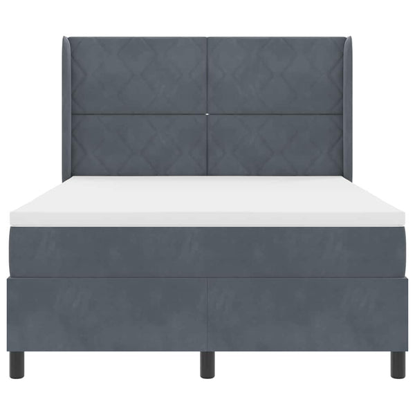 vidaXL Box Spring Bed with Mattress with LED Dark Gray 140 x 200 cm Velvet
