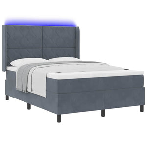 vidaXL Box Spring Bed with Mattress with LED Dark Gray 140 x 200 cm Velvet