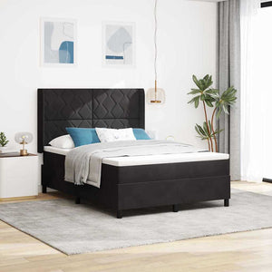 vidaXL Box Spring Bed with Mattress and LED Black 140 x 200 cm Velvet