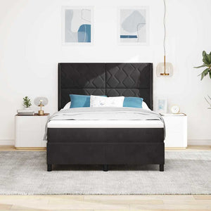 vidaXL Box Spring Bed with Mattress and LED Black 140 x 200 cm Velvet