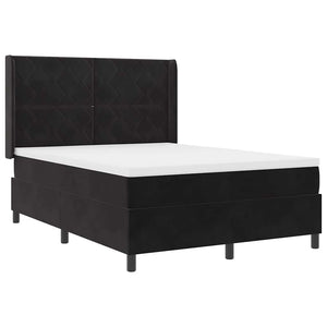 vidaXL Box Spring Bed with Mattress and LED Black 140 x 200 cm Velvet
