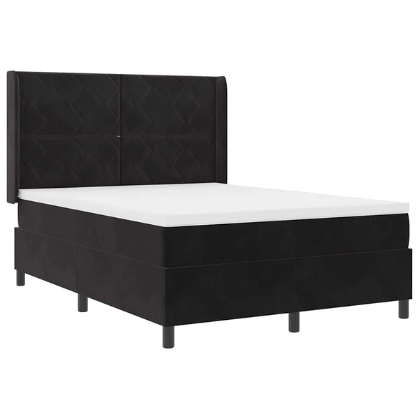 vidaXL Box Spring Bed with Mattress and LED Black 140 x 200 cm Velvet