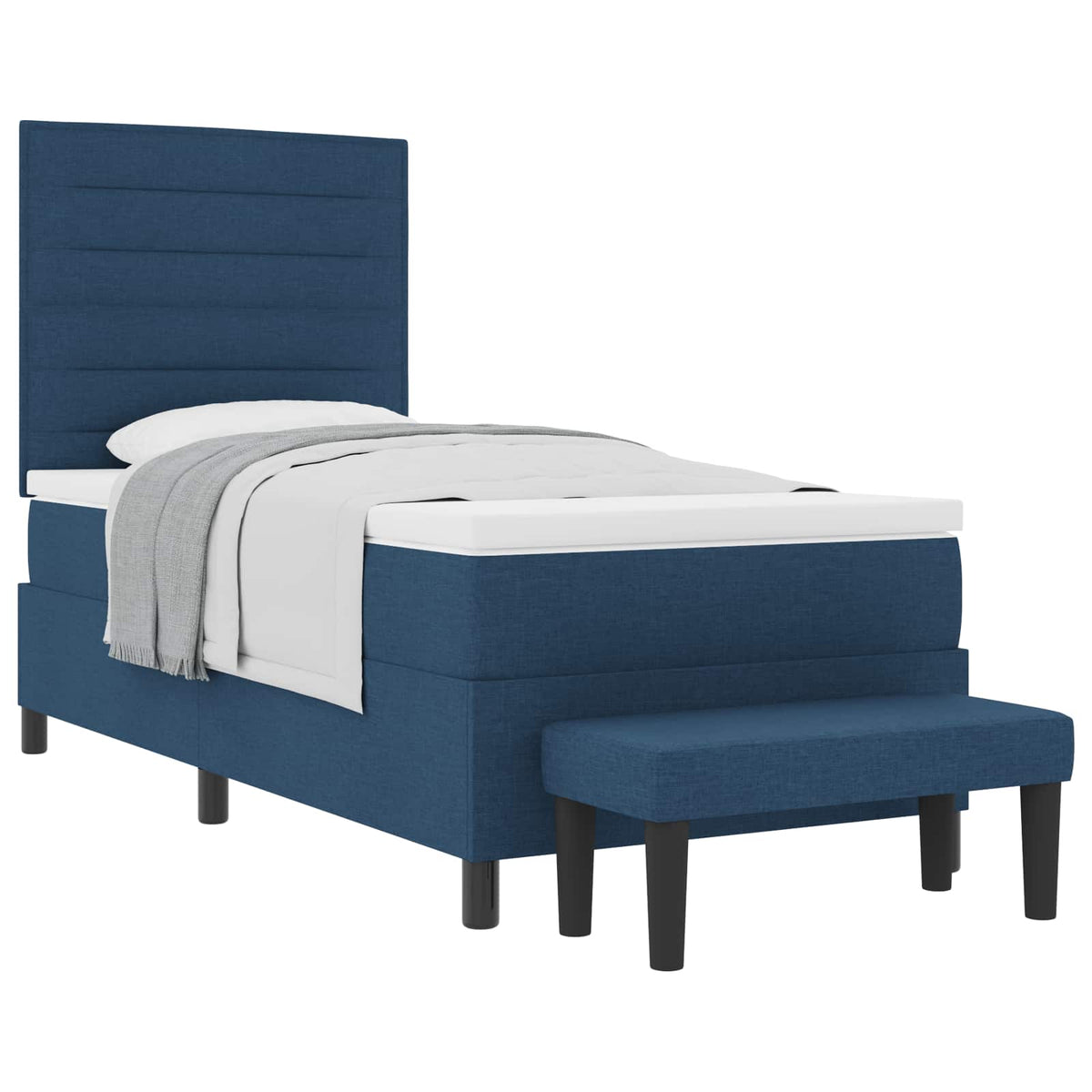 vidaXL Box Spring Bed with Headboard Blue 80 x 200 cm Fabric