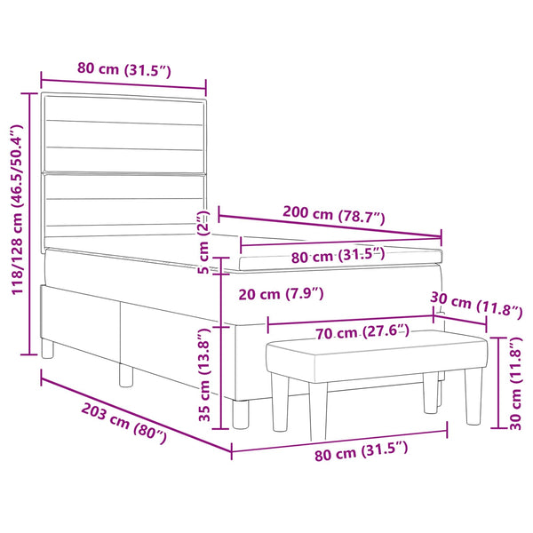 vidaXL Box Spring Bed with Headboard Blue 80 x 200 cm Fabric