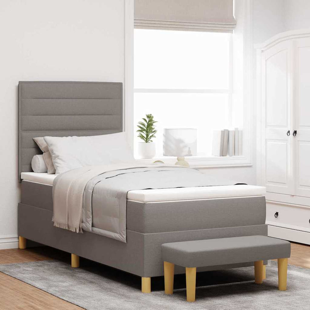 vidaXL Box Spring Bed with Pillows and Headboard Taupe 200 x 90 cm Fabric