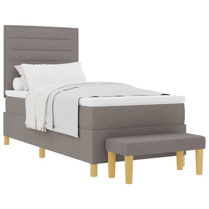 vidaXL Box Spring Bed with Pillows and Headboard Taupe 200 x 90 cm Fabric