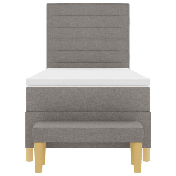 vidaXL Box Spring Bed with Pillows and Headboard Taupe 200 x 90 cm Fabric