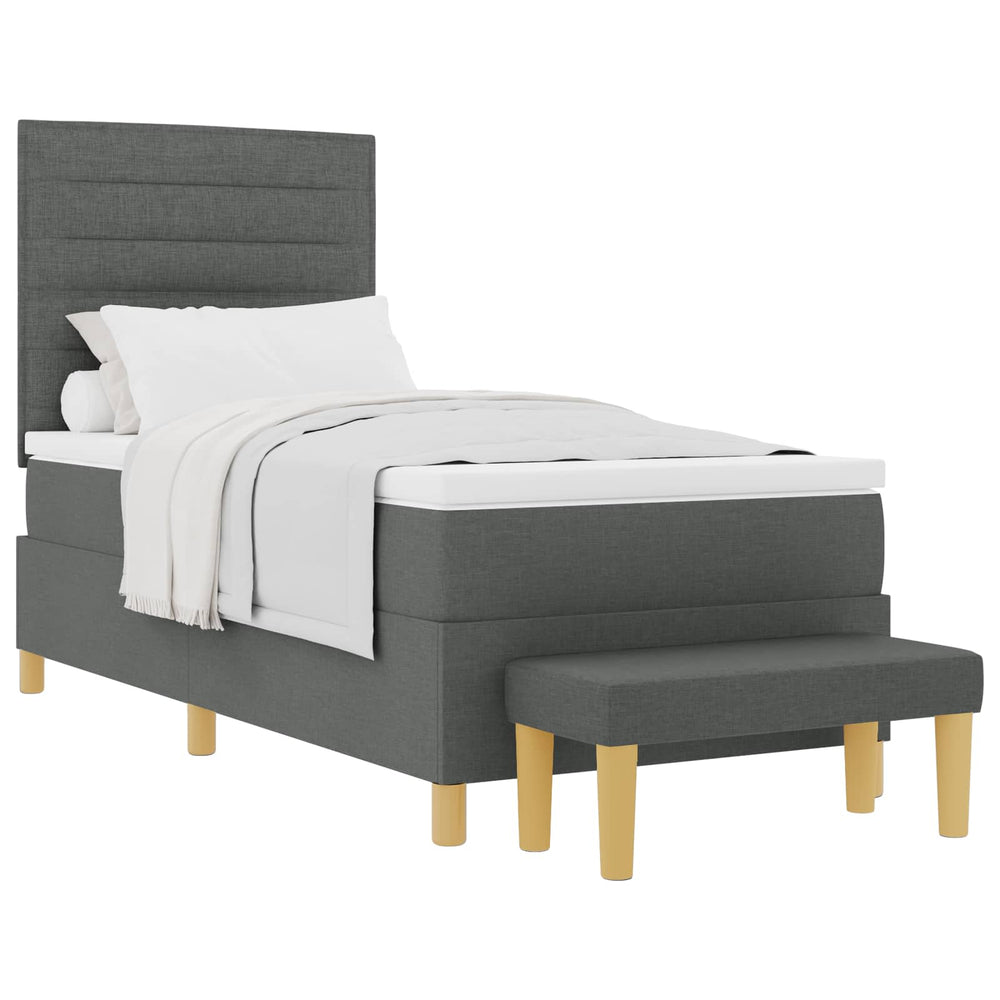 vidaXL Box Spring Bed with Pillows Dark Grey 200 x 90 cm Fabric