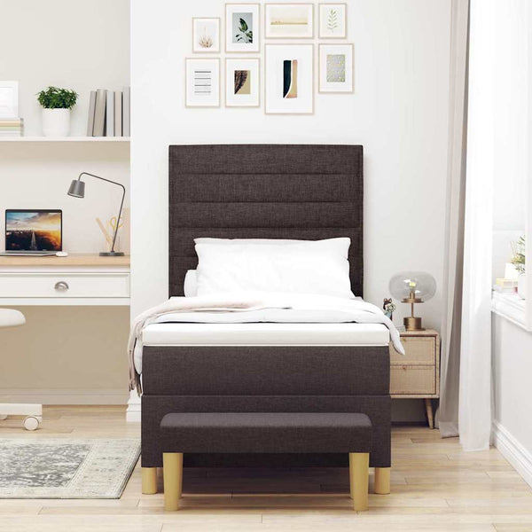 vidaXL Box Spring Bed with Pillows Dark Brown 200 x 90 cm Fabric