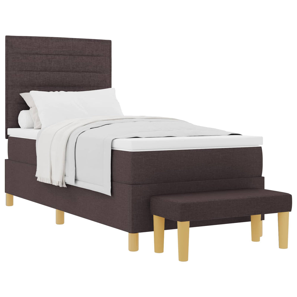 vidaXL Box Spring Bed with Pillows Dark Brown 200 x 90 cm Fabric