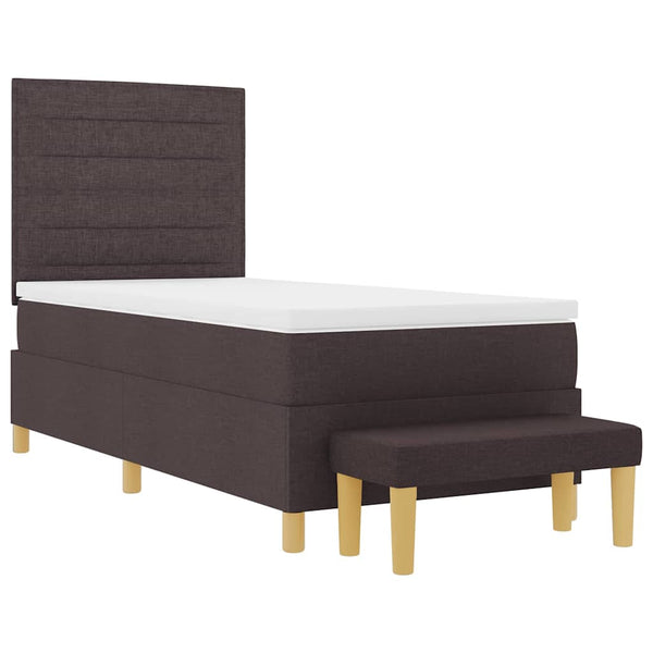 vidaXL Box Spring Bed with Pillows Dark Brown 200 x 90 cm Fabric