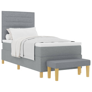 vidaXL Box Spring Bed with Pillows Light Grey 200 x 90 cm Fabric
