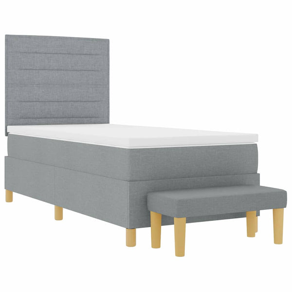 vidaXL Box Spring Bed with Pillows Light Grey 200 x 90 cm Fabric