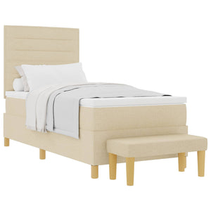 vidaXL Box Spring Bed with Pillows and Headboard Cream 200 x 90 cm Fabric