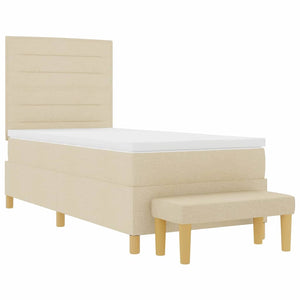 vidaXL Box Spring Bed with Pillows and Headboard Cream 200 x 90 cm Fabric